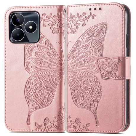 Чохол-книжка Butterfly Love Flower Embossed для Realme C53/C51 - рожеве золото