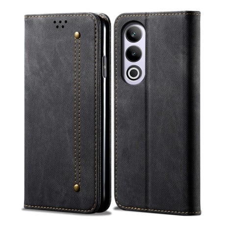 Чохол-книжка з джинсовою тканиною casual на OnePlus Nord CE4 - чорний