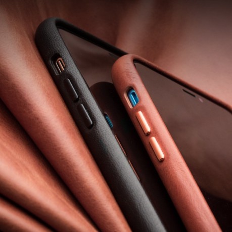 Кожаный чехол QIALINO Cowhide Leather Protective Case для iPhone 11 Pro Max - коричневый