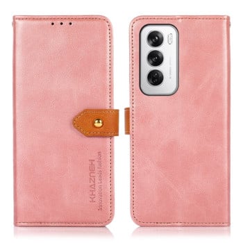 Чехол-книжка KHAZNEH Dual-color Cowhide для OPPO Reno12 5G Global - розовое золото