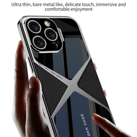 Противоударный чехол GKK Leather Electroplating Supersonic Speed Shockproof для iPhone 16 Pro Max - белый