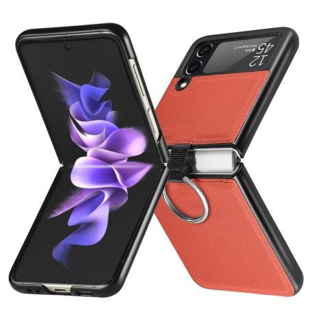 Протиударний чохол Litchi Pattern Folding Samsung Galaxy Z Flip3 5G - помаранчевий