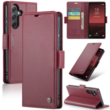 Чохол-книжка CaseMe 023 Butterfly Buckle Litchi RFID Anti-theft Leather для Samsung Galaxy A35 5G - винно-червоний