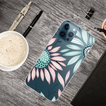 Чехол Painted Pattern для iPhone 13 Pro Max - Pink Green Flower