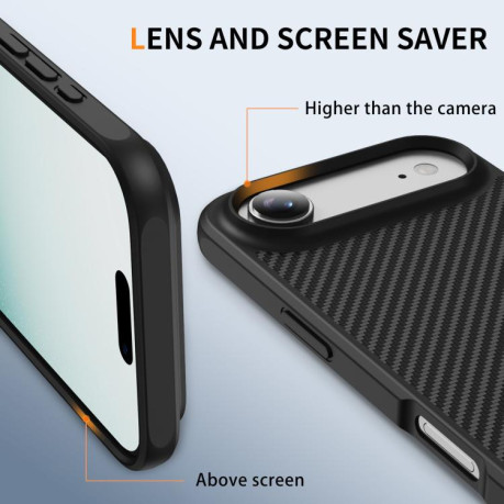 Ударозащитный чехол Carbon Fiber Texture Skin-feel Acrylic TPU на iPhone Air - черный