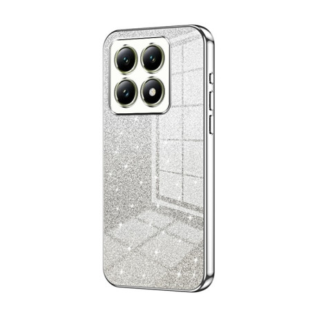 Ударозащитный чехол Gradient Glitter Powder Electroplated на Xiaomi 14T - серебристый
