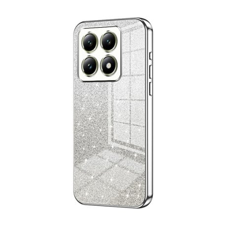 Ударозащитный чехол Gradient Glitter Powder Electroplated на Xiaomi 14T - серебристый