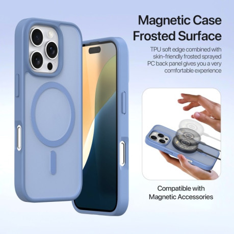 Чехол-книжка DUX DUCIS Lawa Series 2 in 1 Wallet Zipper Detachable MagSafe на iPhone 16 Pro Max - голубой