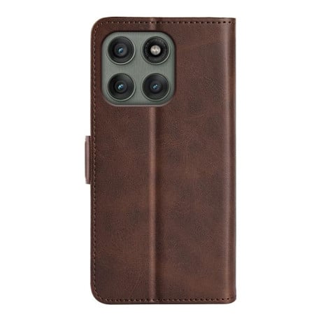 Чехол-книжка Dual-side Magnetic Buckle для Motorola Edge 60 Pro - коричневий
