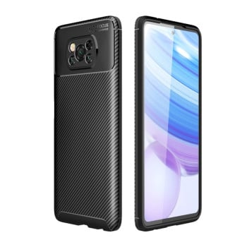 Ударозащитный чехол HMC Carbon Fiber Texture на Xiaomi Poco X3 / Poco X3 Pro - черный
