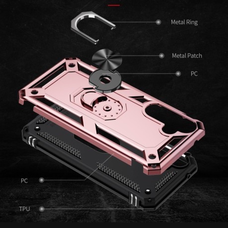 Противоударный чехол HMC 360 Degree Rotating Holder на Samsung Galaxy A35 5G - розовое золото