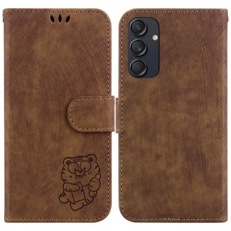 Чохол-книжка Little Tiger Embossed Leather для Samsung Galaxy M55 - коричневий