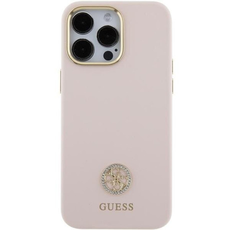 Оригинальный чехол Guess Silicone Logo Strass для iPhone 15 Pro Max - pink