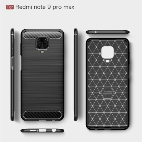 Чехол Brushed Texture Carbon Fiber на Xiaomi Redmi Note 9 Pro Max / Note 9 Pro / Note 9S - черный
