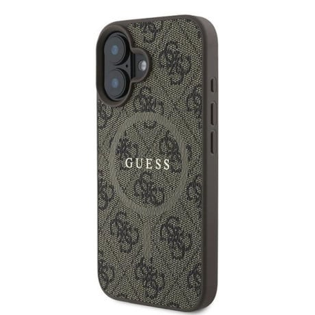 Оригинальный чехол Guess 4G Ring Classic Logo MagSafe для iPhone 16 Plus - Brown