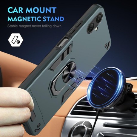 Ударозащитный чехол Metal Ring Holder для Samsung Galaxy A07 4G - зеленый