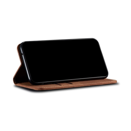 Чехол книжка Denim Texture Casual Style на Xiaomi Redmi Note 10 Pro - коричневый