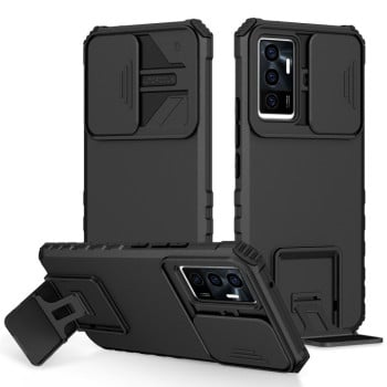 Противоударный чехол Stereoscopic Holder Sliding для Vivo V23e / S10e 5G - черный