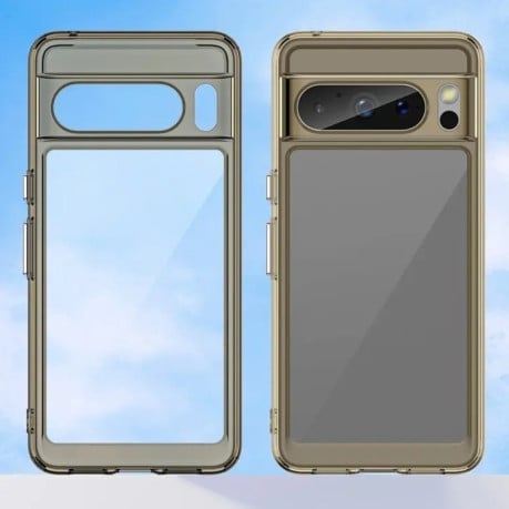 Протиударний чохол Colorful Acrylic Series із кольоровою силіконовою боковиною на Google Pixel 8 Pro - прозоро-сірий