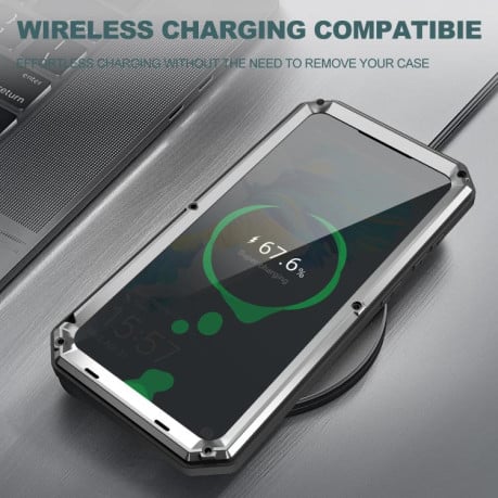 Противоударный чехол R-JUST скользящая защита камеры + защита экрана на Samsung Galaxy S26 5G — серебристый
