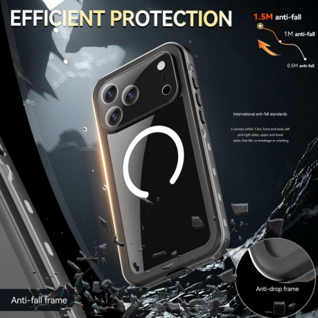 Противоударный чехол RedPepper IP68 Waterproof MagSafe для iPhone 17 Pro Max - серый