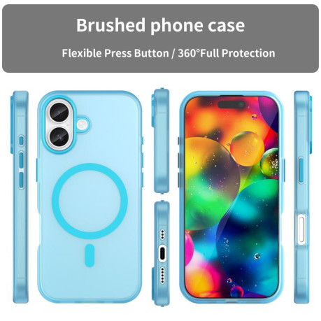Противоударный чехол MagSafe Frosted Translucent TPU + PC для iPhone 17 - синий