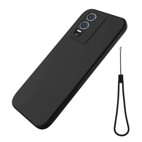 Силіконовий чохол Solid Color Liquid Silicone на Vivo Y76 5G/Y76s - чорний