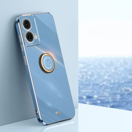Противоударный чехол XINLI Straight Edge with Ring Holder для Motorola Moto G85 - синий