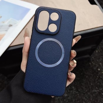 Противоударный чехол CD Magsafe Magnetic Litchi Texture на OnePlus 15 — синий