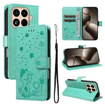 Чехол-книжка Cat Embossing Pattern на Xiaomi 15T Pro 5G EU 173mm - зеленый