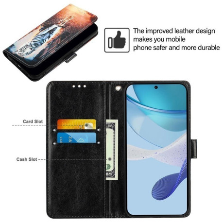 Чехол-книжка Colored Drawing Pattern Plain Weave Leather для Samsung Galaxy A56 5G - Cats And Tigers