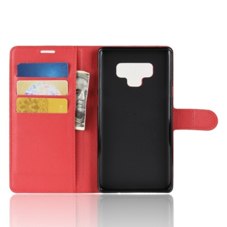 Шкіряний чохол-книжка Litchi Texture на Samsung Galaxy Note 9-червоний