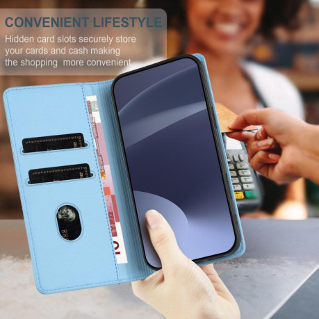 Чехол-книжка с фактурой Multi-functional Wallet Retro на Infinix Smart 10 Plus 4G - голубой