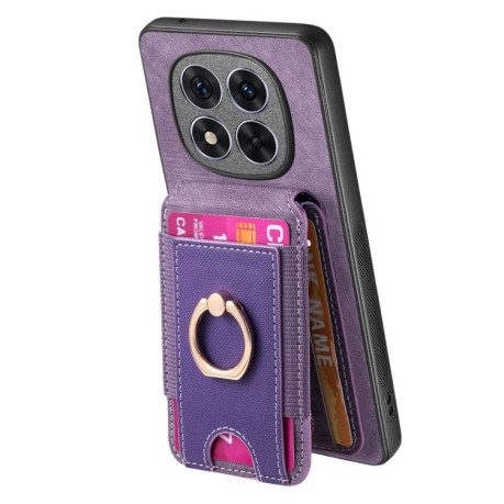 Противоударный чехол Retro Splitable Magnetic Card для Xiaomi Redmi Note 14 Pro+ 5G - фиолетовый
