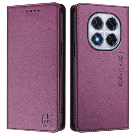Чехол-книжка RC01 Dual-Folded Magnetic Suction RFID Leather на Xiaomi Redmi Note 14 Pro 4G - фиолетовый