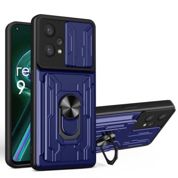 Чехол со шторкой на камеру Sliding Camshield и подставкой на Realme 9 Pro Plus/ Realme 9 4G - синий