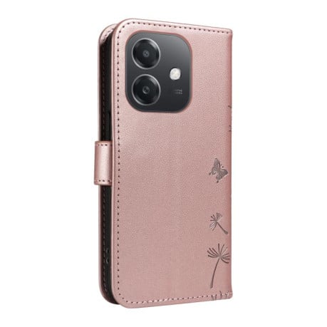Чохол-книжка з тисненням Dandelion та магнітним хлястиком на OPPO A5X 5G Global - рожеве золото