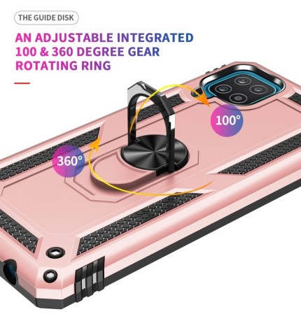 Противоударный чехол 360 Degree Rotating Holder на Samsung Galaxy A12/M12- розовое золото