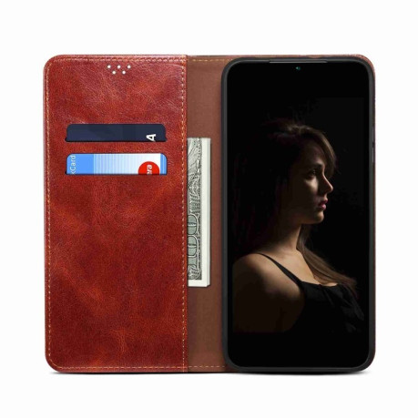 Чехол-книжка Simple Wax Crazy Horse для Samsung Galaxy A35 5G - коричневый