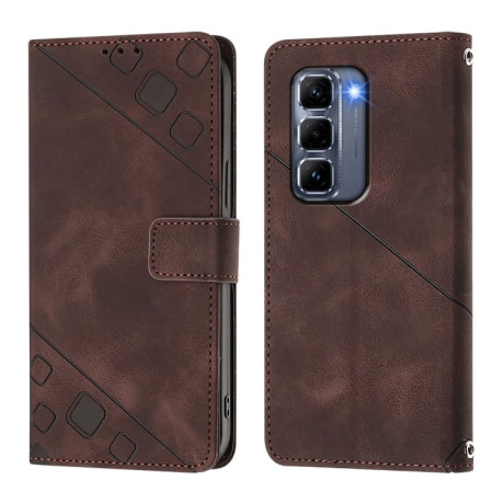 Чохол-книжка Skin-feel Embossed для Infinix Hot 50 Pro+ 4G - коричневий