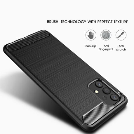 Чехол Brushed Texture Carbon Fiber на Samsung Galaxy A32 4G - синий