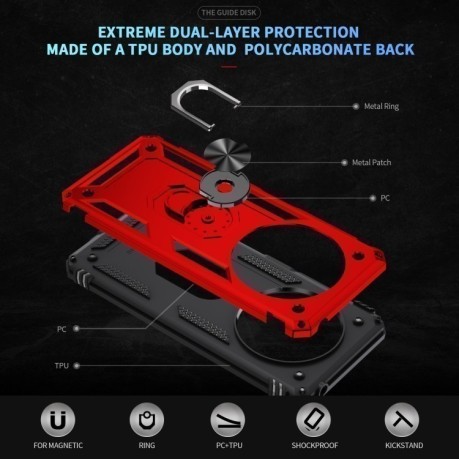 Противоударный чехол HMC 360 Degree Rotating Holder на Xiaomi Redmi 14C 4G/Poco C75/Redmi A4 5G - красный