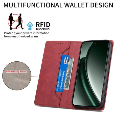 Чехол-книжка Business Solid Color Magnetic RFID Leather на Realme GT 6 - красный