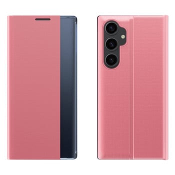 Чохол-книжка Side Display Adsorption Plain Cloth Smart Leather для Samsung Galaxy S23 FE 5G - рожевий