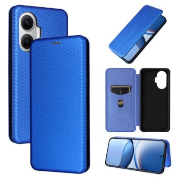 Чехол-книжка Carbon Fiber Texture на Xiaomi Poco F7 5G - синій
