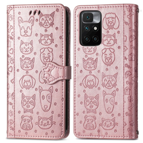 Чехол-книжка Lovely Cat and Dog для Xiaomi Redmi 10 - розовое золото