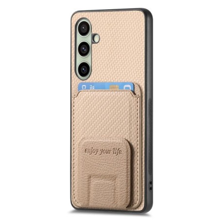 Противоударный чехол Carbon Fiber Card Bag для Samsung Galaxy A56 5G - хаки