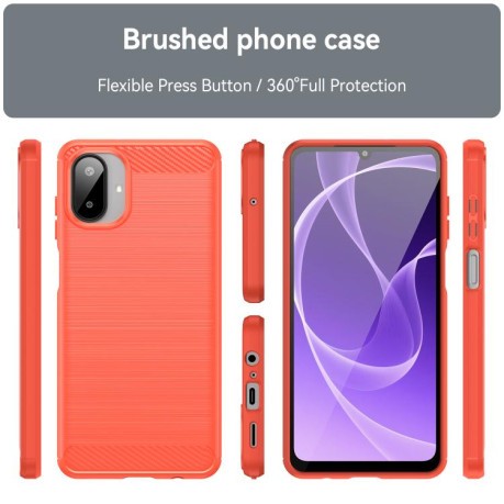 Противоударный чехол Brushed Texture Carbon Fiber на Samsung Galaxy A07 4G - красный