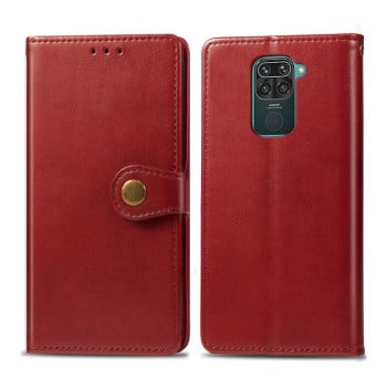 Чехол- книжка Retro Solid Color на Xiaomi Redmi 10X /Redmi Note 9  - красный