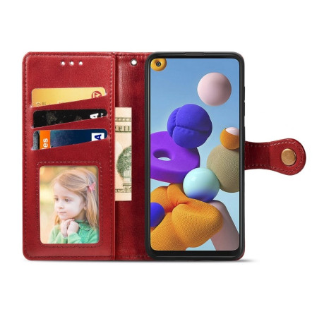 Чехол-книжка Retro Solid Color на Samsung Galaxy A21S - винно-красный